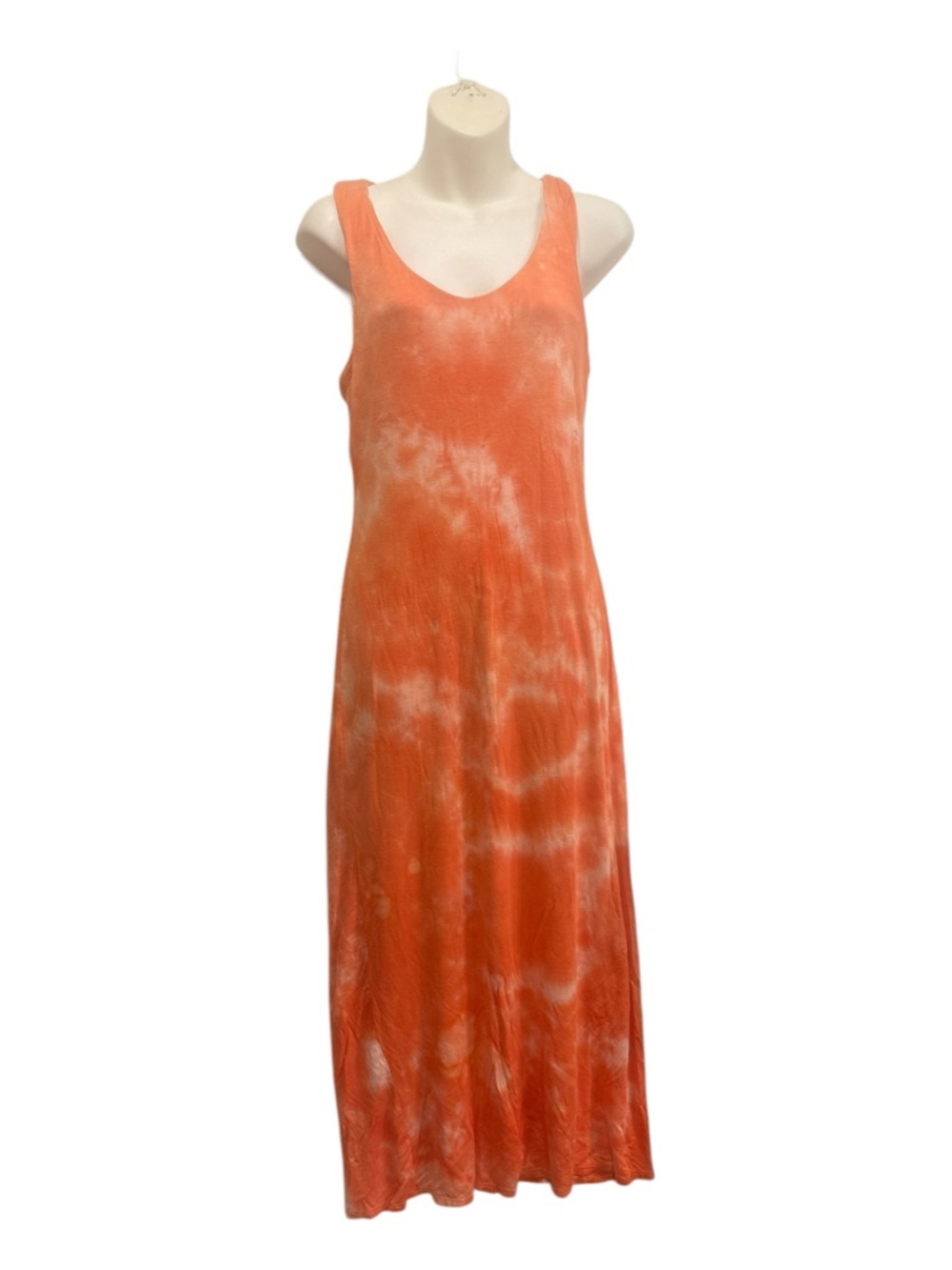 See You Monday Orange and White tie dye Knit Tank maxi dress size large